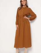 j&x Rochie Maro Evazată Maxi cu tiv plisat și cordon legat Nollira
