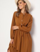 j&x Rochie Maro Evazată Maxi cu tiv plisat și cordon legat Nollira