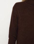 j&x Rochie Maro Tricotată din Bumbac cu Croială Dreaptă cu Guler Înalt Tesala