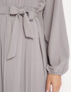 j&x Rochie Maxi Cloș Gri închis cu Tiv plisat și Cordon legat Nollira
