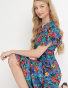 j&x Rochie maxi din viscoză florală cu elastic în talie și decolteu petrecut albastră Trelline