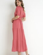 j&x Rochie Maxi roz închisă cu elastic în talie și centură din material Kiriane