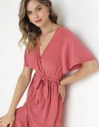 j&x Rochie Maxi roz închisă cu elastic în talie și centură din material Kiriane
