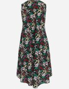 j&x Rochie Midi Negru-Verde cu Decolteu Rotund și Print Floral Eleanes