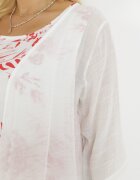 j&x Rochie Midi Trapez Roșu-Albă din Bumbac cu Flori și Bolero Elephira