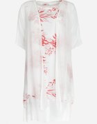 j&x Rochie Midi Trapez Roșu-Albă din Bumbac cu Flori și Bolero Elephira