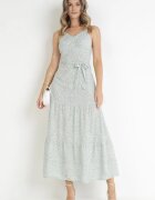 j&x Rochie Miętowa Maxi cu bretele subțiri cu volan cu flori Jessili