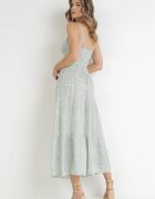 j&x Rochie Miętowa Maxi cu bretele subțiri cu volan cu flori Jessili
