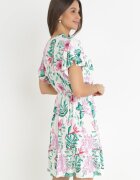 j&x Rochie Mini Albă cu elastic în talie și mâneci scurte din viscoză Ferny