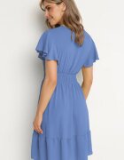 j&x Rochie Mini Albastră cu elastic în talie și volan Senait