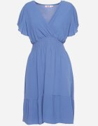j&x Rochie Mini Albastră cu elastic în talie și volan Senait