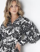 j&x Rochie mini de tip cămașă neagră cu curea textilă și manșete largi Fidonisa