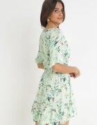 j&x Rochie Mini Evazată Verde deschis din Viscoză cu elastic în talie Sorrail