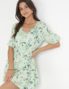 j&x Rochie Mini Evazată Verde deschis din Viscoză cu elastic în talie Sorrail