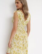 j&x Rochie Mini Galbenă cu Elastic în Talie și Decolteu Petrecut Floral Ladgerda