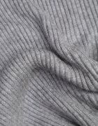 j&x Rochie Mini Gri Mulată din Tricot Reiat cu Guler Înalt Helmine