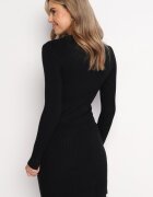 j&x Rochie Mini Neagră din tricot reiat cu croială mulată Paulinma