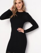 j&x Rochie Mini Neagră din tricot reiat cu croială mulată Paulinma