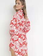 j&x Rochie Mini Roșie Tip Cămașă cu curea din material și manșete Late Fidonisa