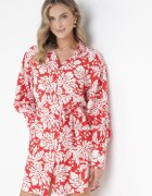 j&x Rochie Mini Roșie Tip Cămașă cu curea din material și manșete Late Fidonisa