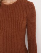 j&x Rochie Mini Tricotată Maro cu Nervuri Decorative și Croi Cambrat Kais