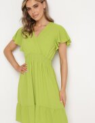 j&x Rochie Mini Verde Deschis cu elastic în talie și volan Senait