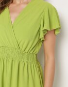 j&x Rochie Mini Verde Deschis cu elastic în talie și volan Senait