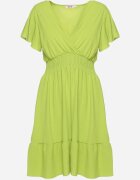 j&x Rochie Mini Verde Deschis cu elastic în talie și volan Senait