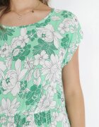 j&x Rochie Mini Verde din Viscoză Florală cu Elastic în Talie Charmain