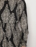 j&x Rochie Neagră cloș cu elastic în talie cu imprimeu etnic