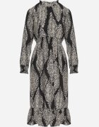 j&x Rochie Neagră cloș cu elastic în talie cu imprimeu etnic