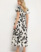 j&x Rochie Neagră Cloș cu Top Elastic și Mâneci Bufante Orrivene