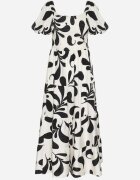 j&x Rochie Neagră Cloș cu Top Elastic și Mâneci Bufante Orrivene