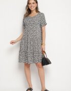 j&x Rochie Neagră cu Bumbac cu Model Floral Lunasenia