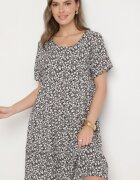 j&x Rochie Neagră cu Bumbac cu Model Floral Lunasenia