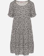 j&x Rochie Neagră cu Bumbac cu Model Floral Lunasenia