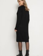 j&x Rochie Neagră cu Bumbac și Lână cu Guler cu Fermoar Tereithra
