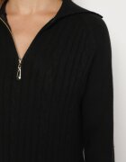 j&x Rochie Neagră cu Bumbac și Lână cu Guler cu Fermoar Tereithra