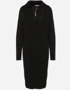 j&x Rochie Neagră cu Bumbac și Lână cu Guler cu Fermoar Tereithra