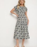 j&x Rochie Neagră cu bumbac și mâneci bufante Revilee