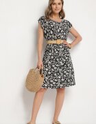 j&x Rochie Neagră cu bumbac și model floral Lumianisse