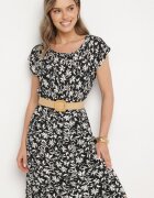 j&x Rochie Neagră cu bumbac și model floral Lumianisse