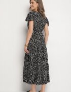 j&x Rochie Neagră cu Bumbac și Model Geometric Lunavella