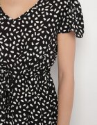 j&x Rochie Neagră cu Bumbac și Model Geometric Lunavella