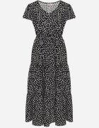 j&x Rochie Neagră cu Bumbac și Model Geometric Lunavella
