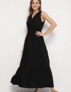 j&x Rochie neagră cu croi cloș fără mâneci cu decolteu petrecut Filoria