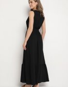 j&x Rochie neagră cu croi cloș fără mâneci cu decolteu petrecut Filoria