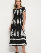 j&x Rochie Neagră cu croială spaniolă decorată cu model oriental Aravine