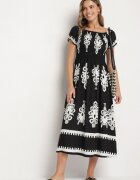 j&x Rochie Neagră cu croială spaniolă decorată cu model oriental Aravine