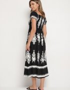 j&x Rochie Neagră cu croială spaniolă decorată cu model oriental Aravine